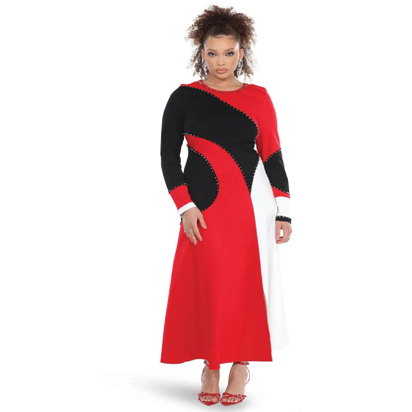 Color Block Crepe Dress Plus