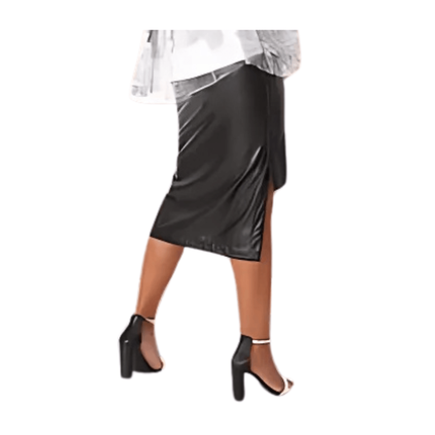 Faux Leather Skirt W/Tie