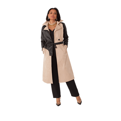 Belted 2Tone Trench Coat