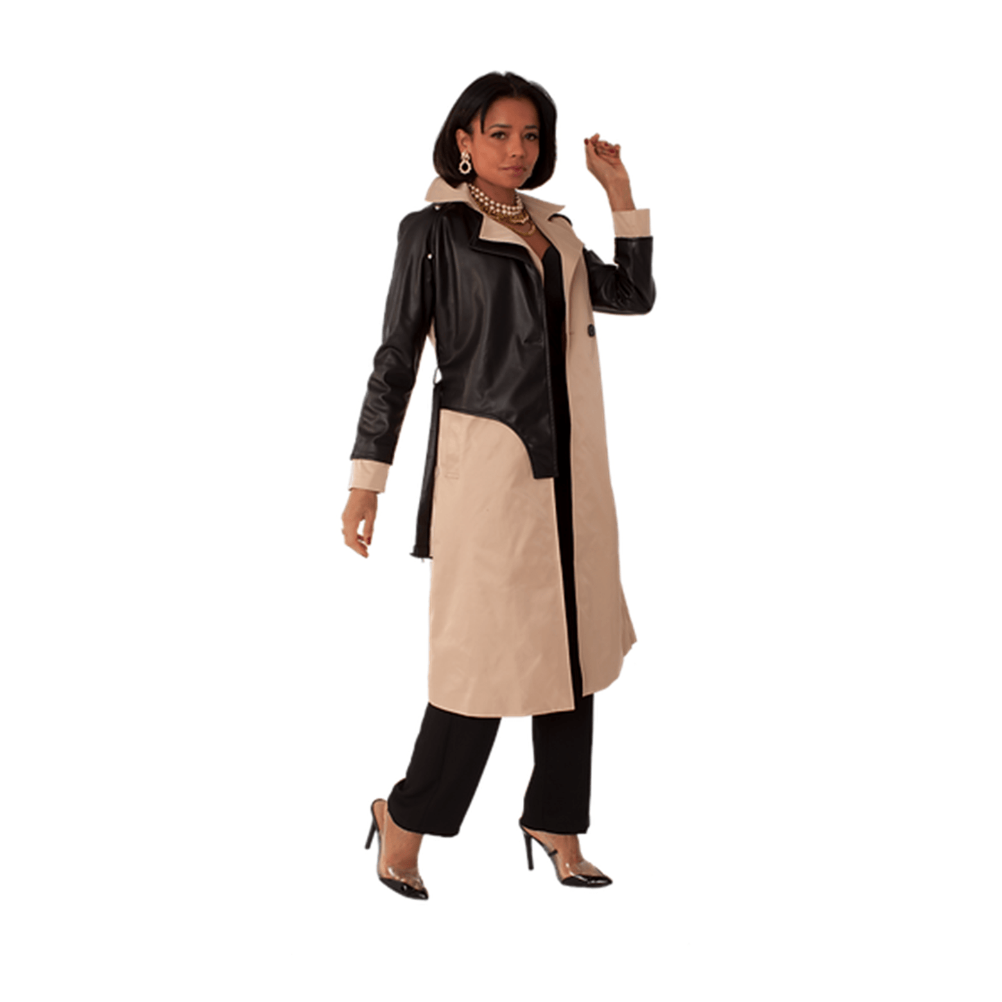 Belted 2Tone Trench Coat