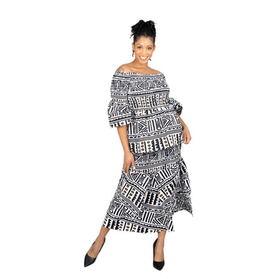 Authentic African Print Smocked 2pc Skirt Set