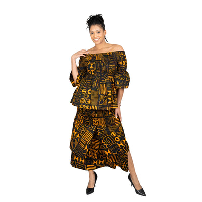 Authentic African Print Smocked 2pc Skirt Set