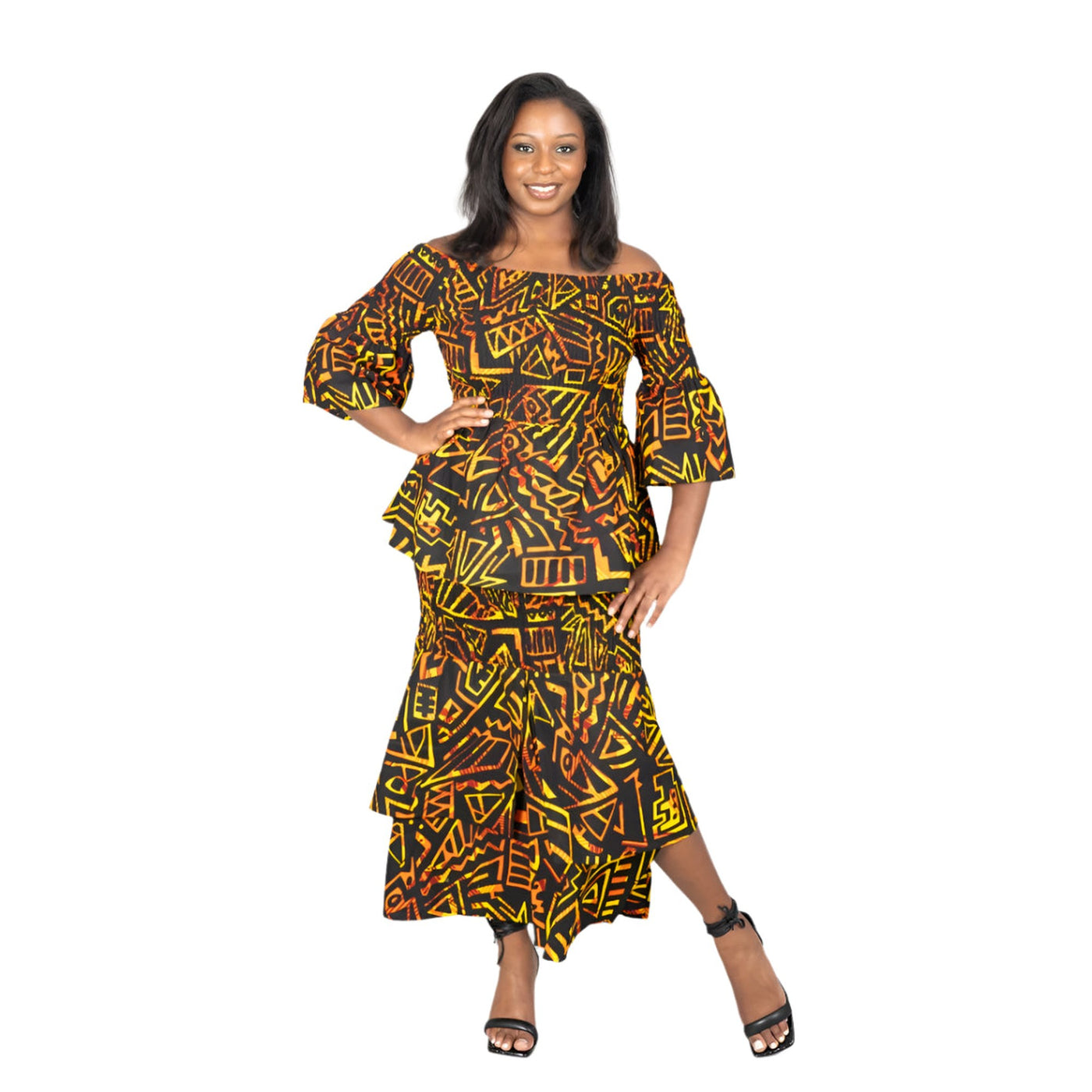 Authentic African Print Smocked 2pc Skirt Set