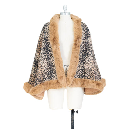 Faux Fur Animal Print Cape