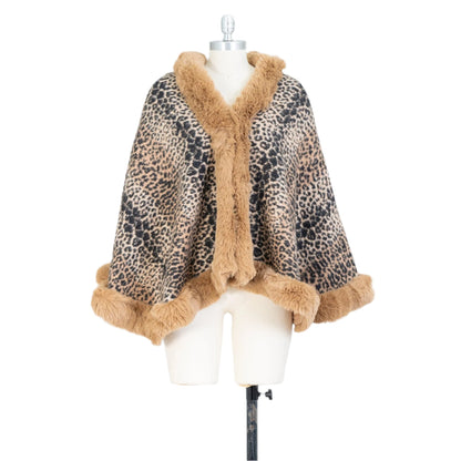 Faux Fur Animal Print Cape