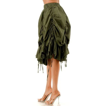 Tie Ruched Parachute Skirt