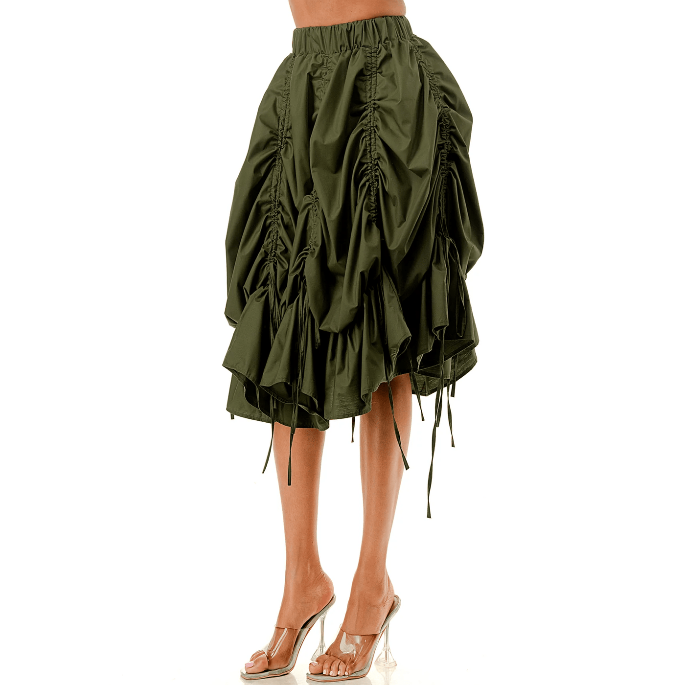 Tie Ruched Parachute Skirt