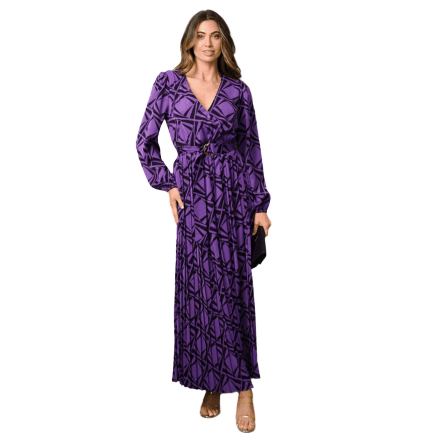 Belted Print Maxi Dress