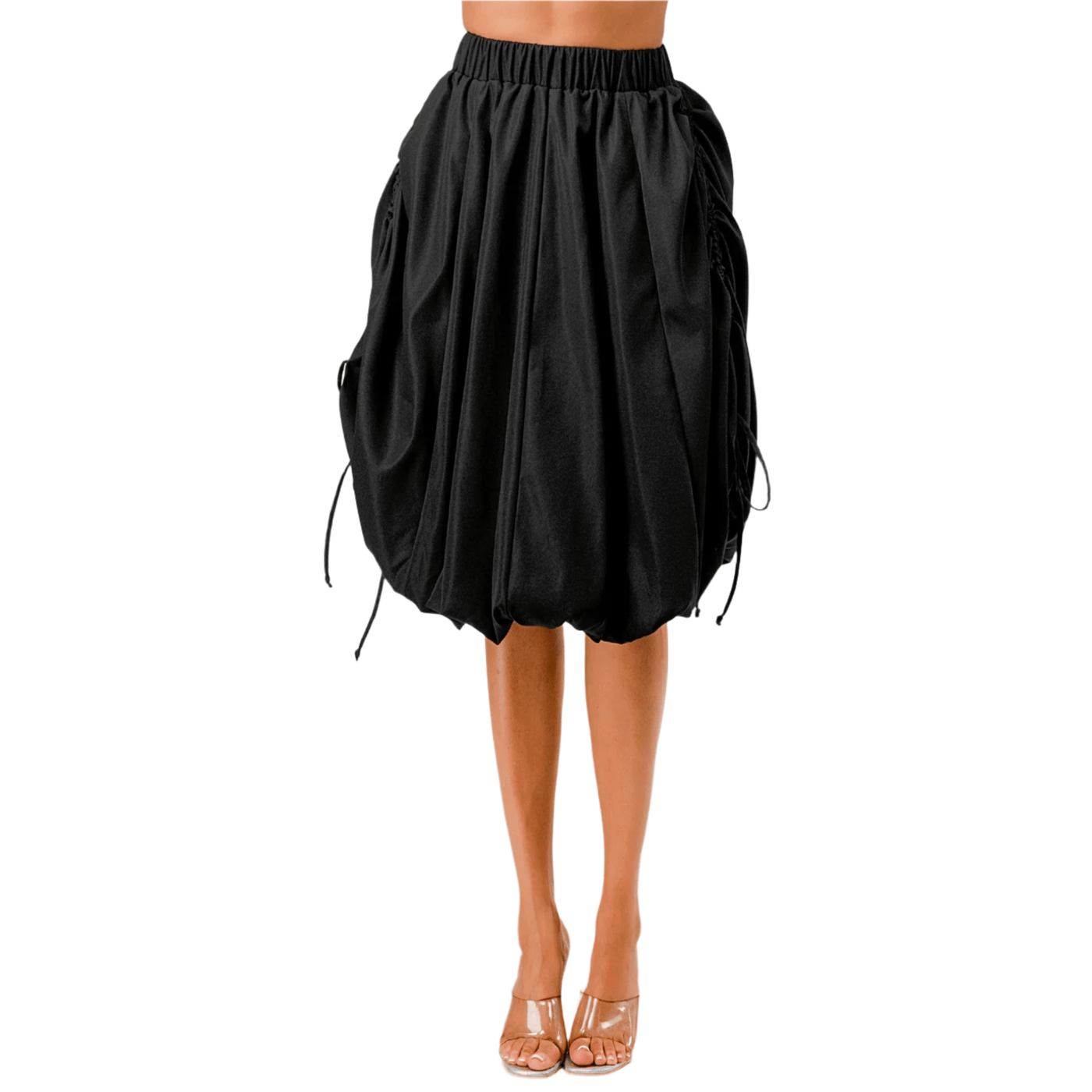 Drawstring Bubble Midi Skirt Plus