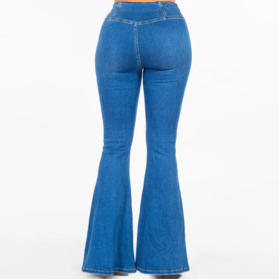 PS High Waist Pull On Flare Jeans