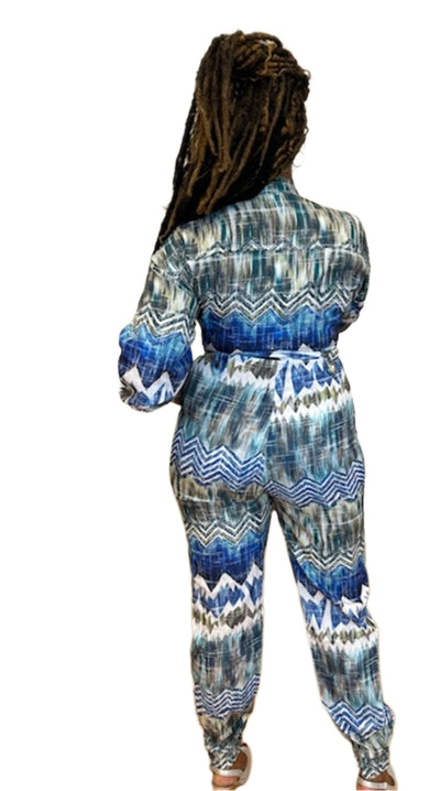 Blue Multi Color Jumpsuit