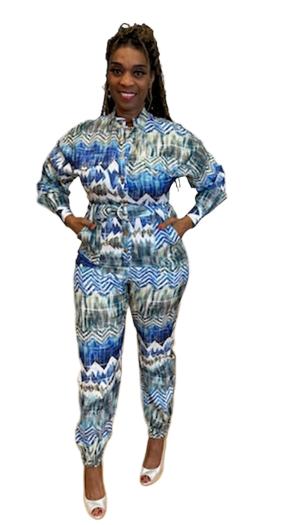 Blue Multi Color Jumpsuit