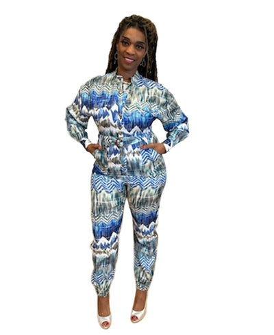 Blue Multi Color Jumpsuit