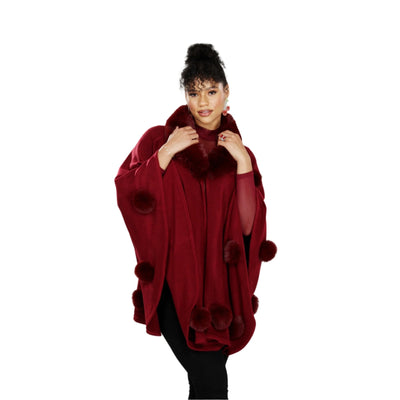 Faux Fur Puffer Ball Cape