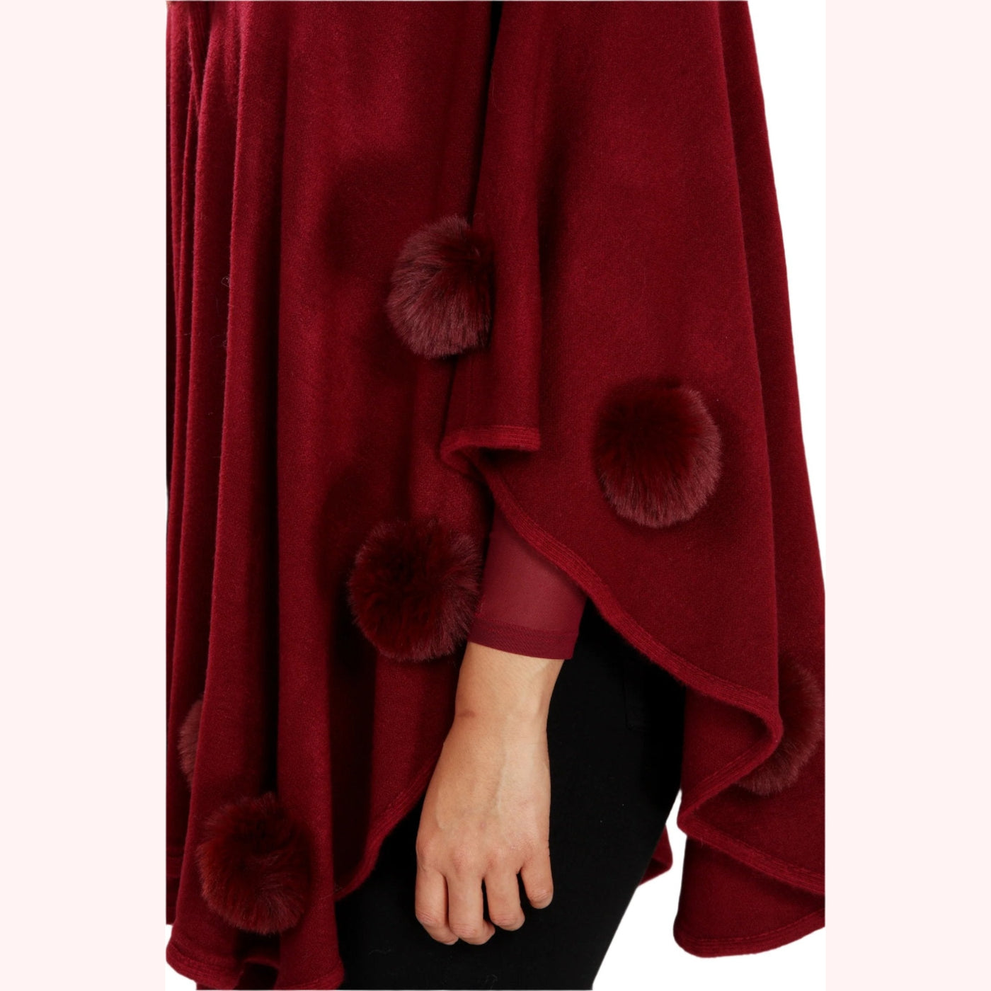 Faux Fur Puffer Ball Cape