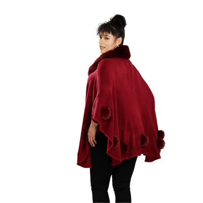 Faux Fur Puffer Ball Cape