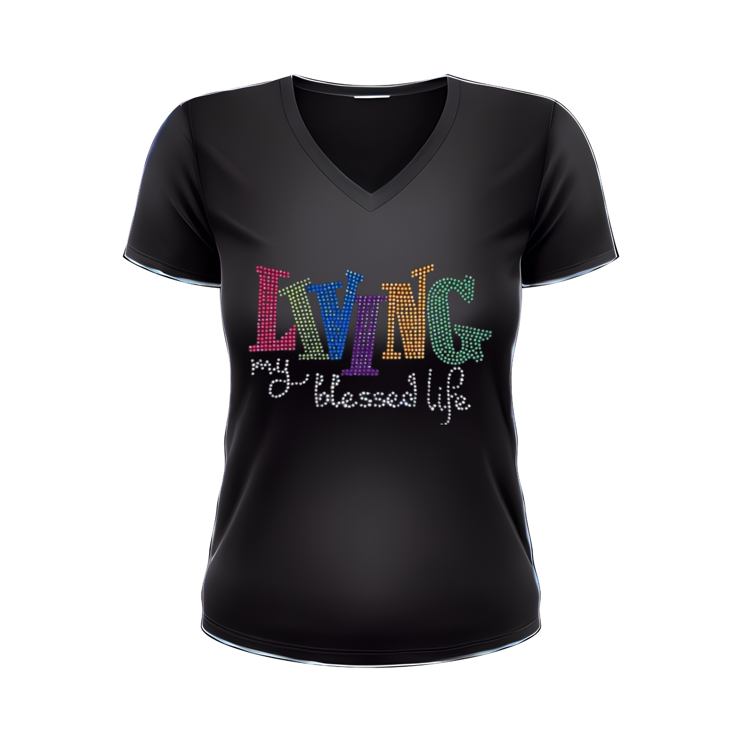 Living My Blessed Life Bling T-Shirt