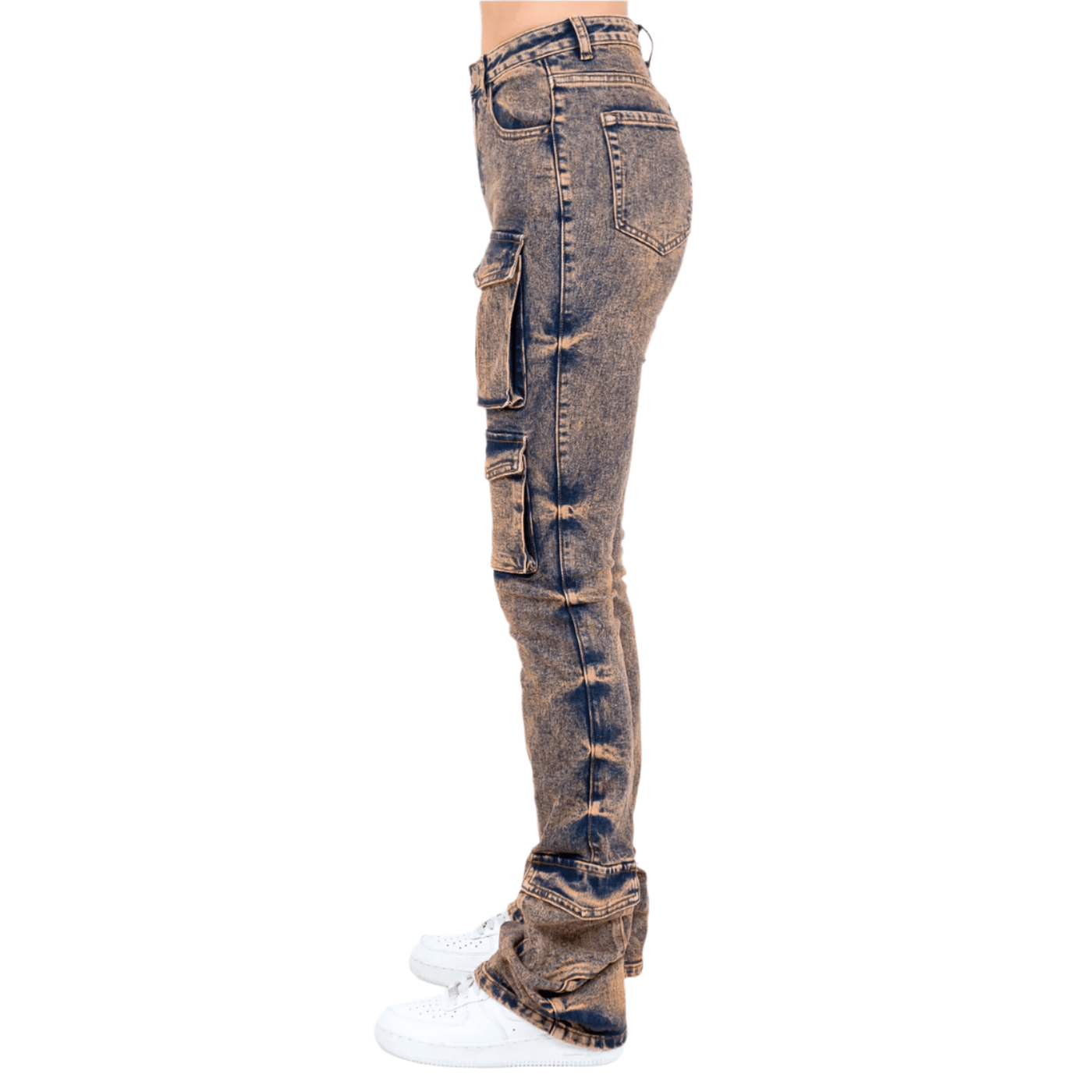 Multi Pockets Stacked Leg Jeans Plus