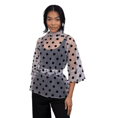 Polka Dot Sheer Top Plus