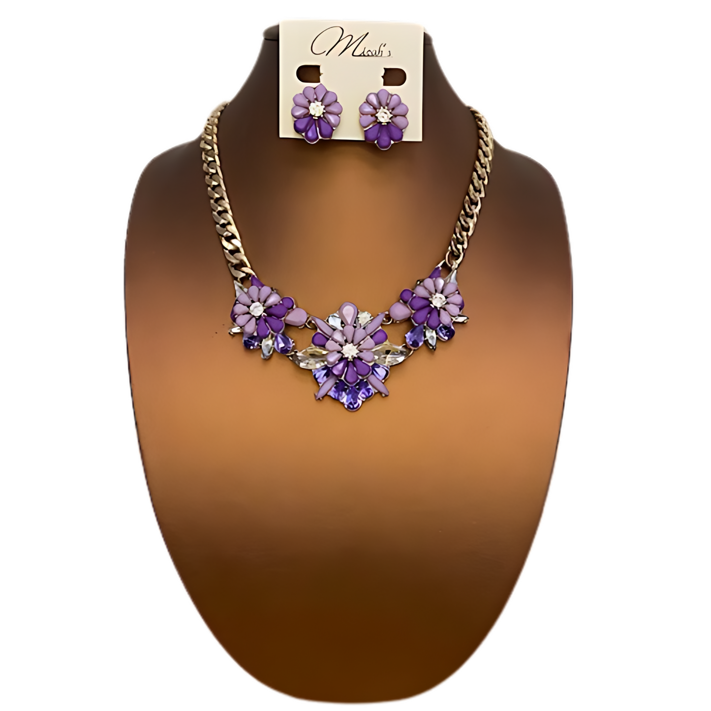 Purple Floral Necklace Set