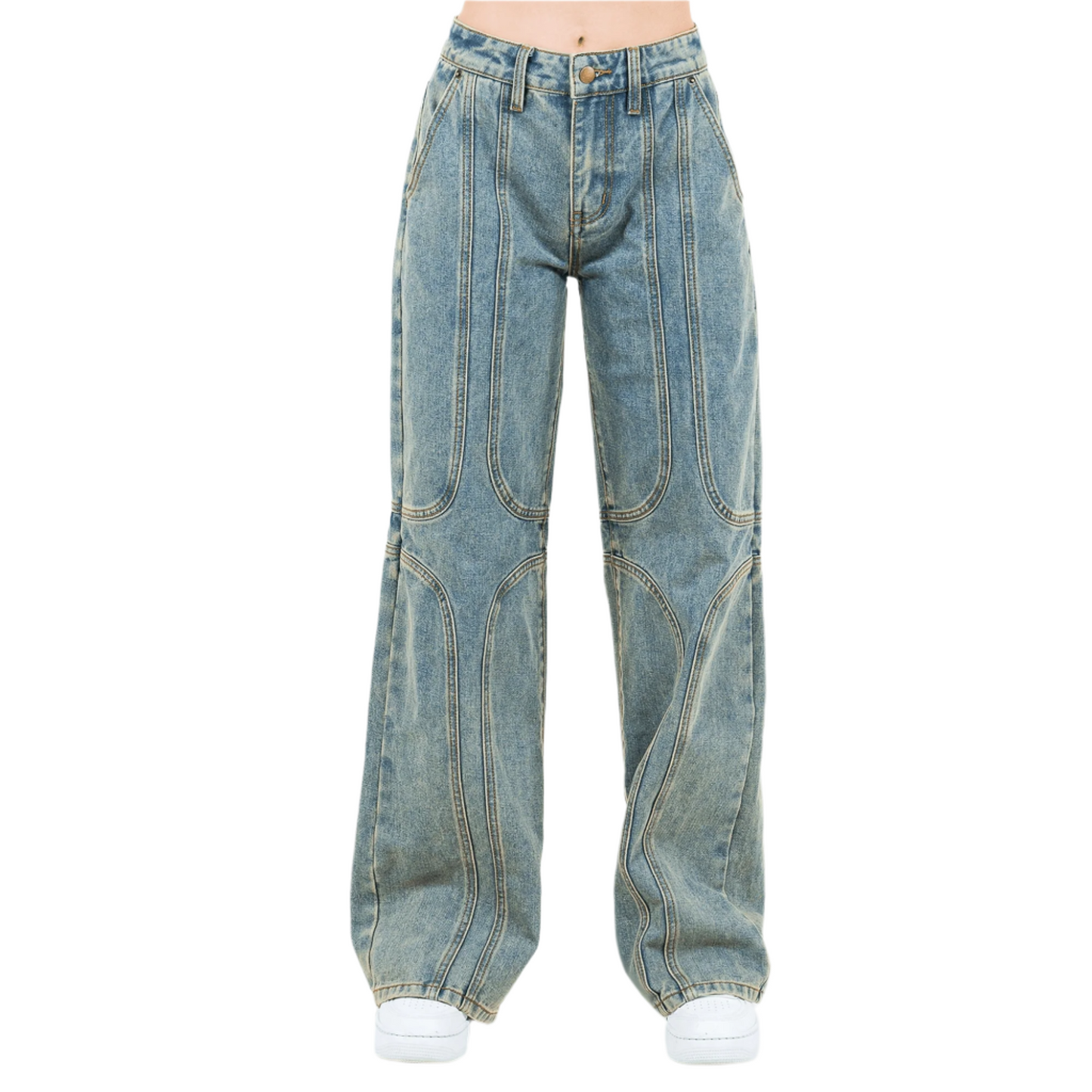 Wide Leg Jeans With Seam Detail