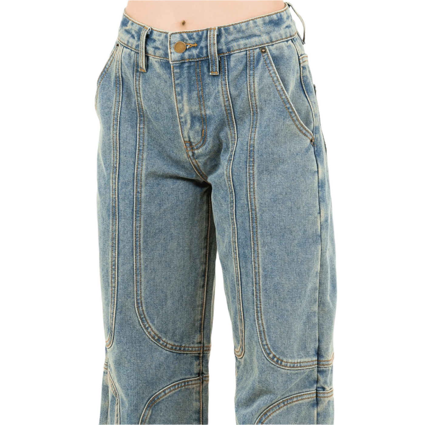 Wide Leg Jeans With Seam Detail