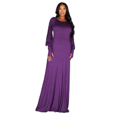 Knit Thumb Hole Sleeve Maxi Dress