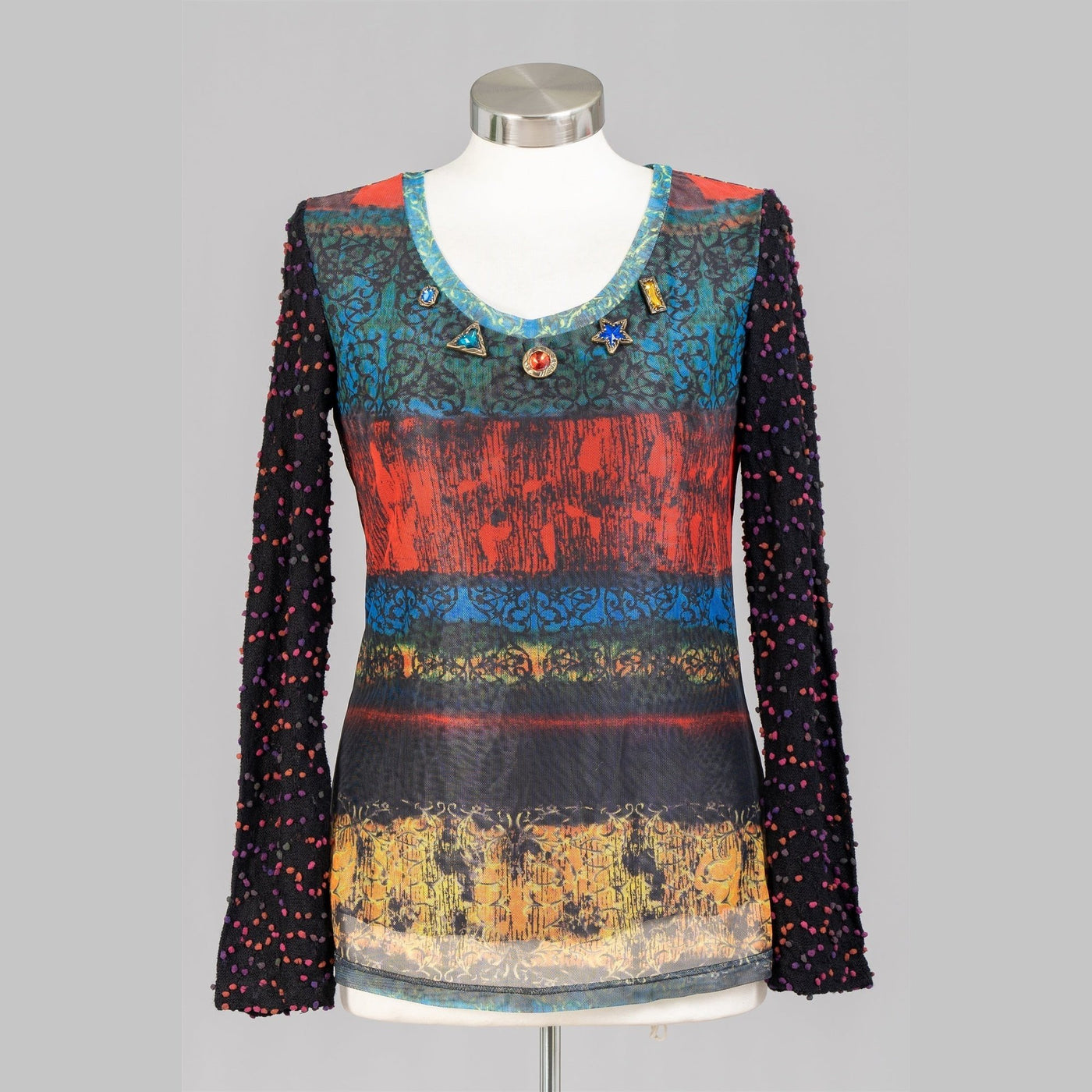 Jewel Mixed Media Print Top